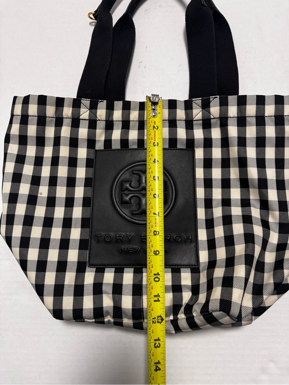 Tory Burch Piper Black & White Gingham Tote - Picture 9 of 16